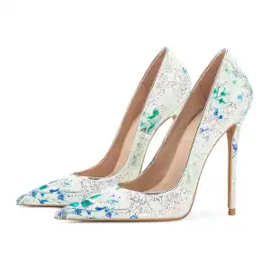 Bling Bling Grün Pailletten Abend Blumen Pumps 2024 12 Cm Stilettos Spitzschuh Pumps Hochhackige