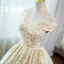 Elegant Champagne Prom Dresses 2022 Ball Gown Off-The-Shoulder Beading Sequins Sleeveless Backless Floor-Length / Long Prom Formal Dresses