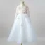 Chic / Beautiful White Appliques Sequins Birthday Flower Girl Dresses 2025 A-Line / Princess Scoop Neck Long Sleeve Floor-Length / Long Flower Girl Dresses