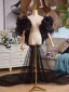 Fashion Black Handmade  Ruffle Flower Prom Shawls 2025