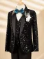 Black Sequins Long Sleeve Fall Winter 6-piece Boys Wedding Suits Body Jewellery 2025 Coat Pants Shirt Tie Vest