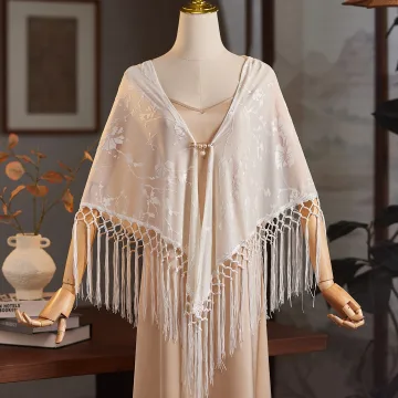 Vintage Sjal Aprikos Blonder Dusk Polyester Sjal 2025