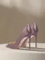 Charmant Lavendel Strass Abend Pumps 2024 Leder 10 cm Stilettos Spitzschuh Pumps Hochhackige