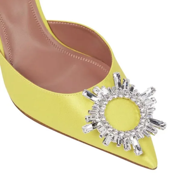 Chic / Beautiful Orange Casual Rhinestone Satin Womens Sandals 2022 8 cm Thick Heels Pointed Toe Sandals High Heels