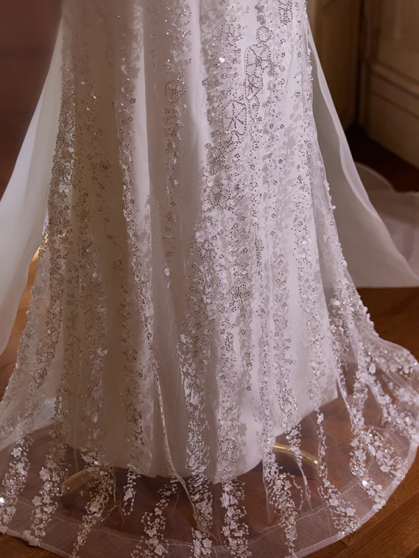 Charmant Blanche Perlage Paillettes Robe De Soirée 2024 Trompette / Sirène De l'épaule Sans Manches Dos Nu Noeud Longue Soirée Robe De Ceremonie