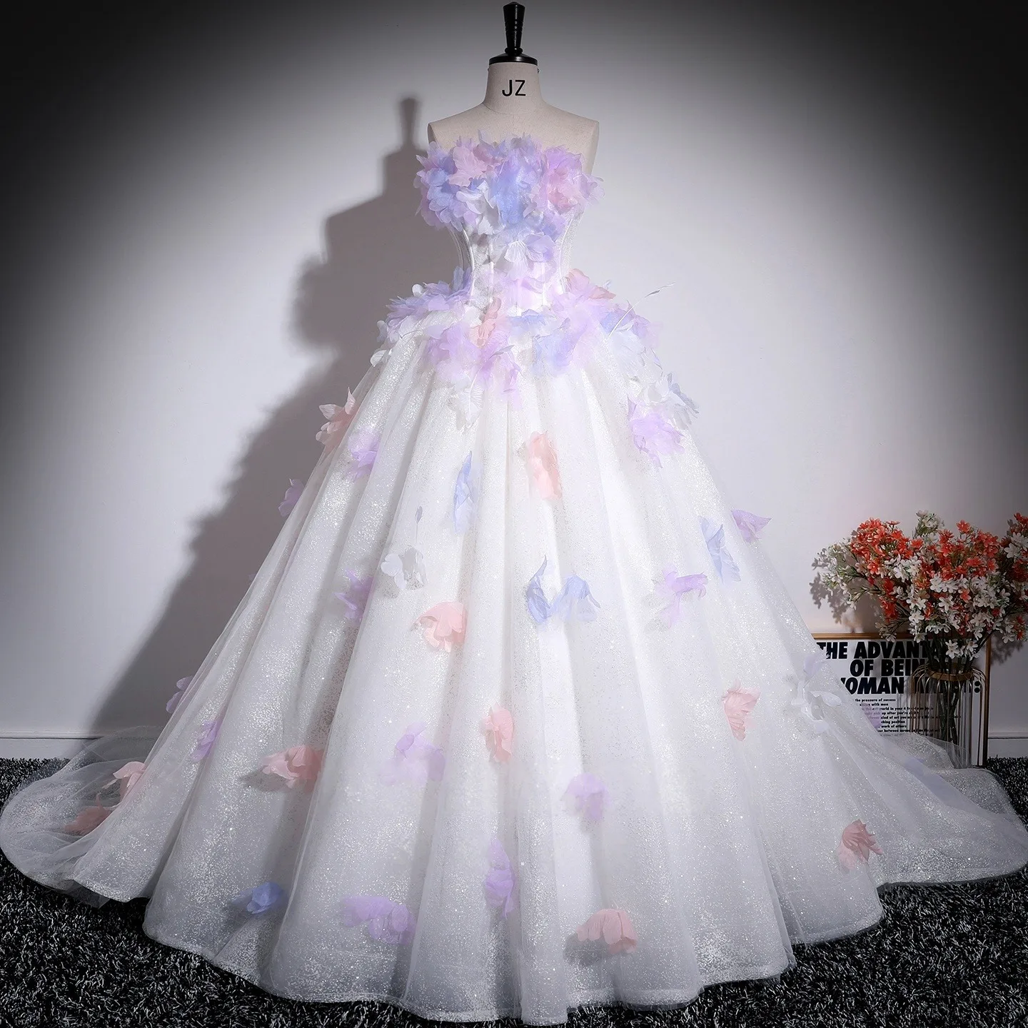 white fairy prom dress Fairy Prom Dress 2023 Off the Shoulder Tulle with Pleats – AnnaCustomDress