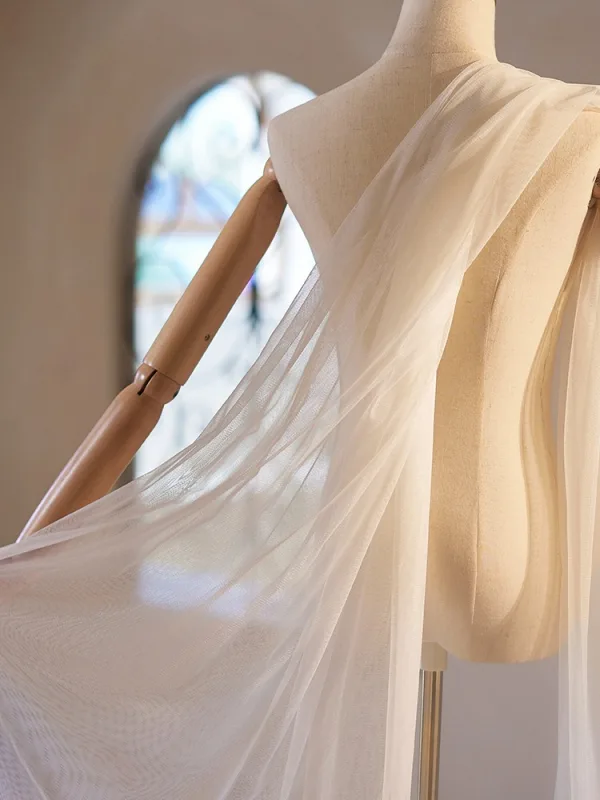 Modest / Simple White Handmade Tulle shawl Jackets & wraps 2024