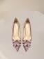 Charmant Lavendel Strass Abend Pumps 2024 Leder 10 cm Stilettos Spitzschuh Pumps Hochhackige
