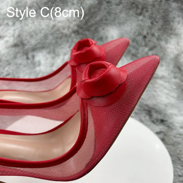 Charming Red Cocktail Party See-through Pumps 2023 12 cm Stiletto Heels Pointed Toe Pumps High Heels