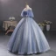 Schöne Meeresblau Perlenstickerei Ballkleider 2023 Ballkleid Off Shoulder Kurze Ärmel Rückenfreies Lange Ball Festliche Kleider
