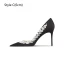 Fashion Black Rhinestone Evening Party Suede Pumps 2024 Leather 10 cm Stiletto Heels Pointed Toe Pumps High Heels
