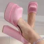 Fashion Ivory Satin Evening Party Womens Sandals High Heels 2023 15 cm Thick Heels Square Toe Womens Shoes