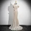Sexy Champagne Prom Dresses 2024 Trumpet / Mermaid Off-The-Shoulder Short Sleeve Backless Floor-Length / Long Prom Formal Dresses