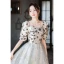 Fashion Grey Star Sequins Prom Dresses 2023 A-Line / Princess Square Neckline Short Sleeve Backless Floor-Length / Long Prom Formal Dresses