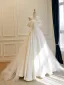 High-end Ivory Lace Flower Satin Wedding Dresses 2026 Ball Gown Strapless Sleeveless Backless Sweep Train