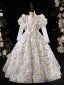 Flower Fairy Multi-Colors Appliques Beading Pearl Sequins Birthday Flower Girl Dresses 2024 Ball Gown V-Neck Long Sleeve Floor-Length / Long