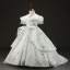 Classic White Birthday Flower Girl Dresses 2022 Ball Gown Scoop Neck Ruffle Short Sleeve Appliques Sequins Backless Sweep Train Flower Girl Dresses