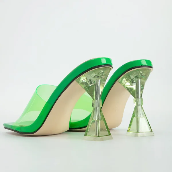 Transparent Silver Cocktail Party Crystal Womens Sandals 2022 9 cm Stiletto Heels Open / Peep Toe Sandals High Heels