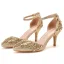 Chic / Beautiful Gold Rhinestone Sequins Wedding Shoes 2022 Ankle Strap 7 cm Stiletto Heels Pointed Toe Wedding High Heels