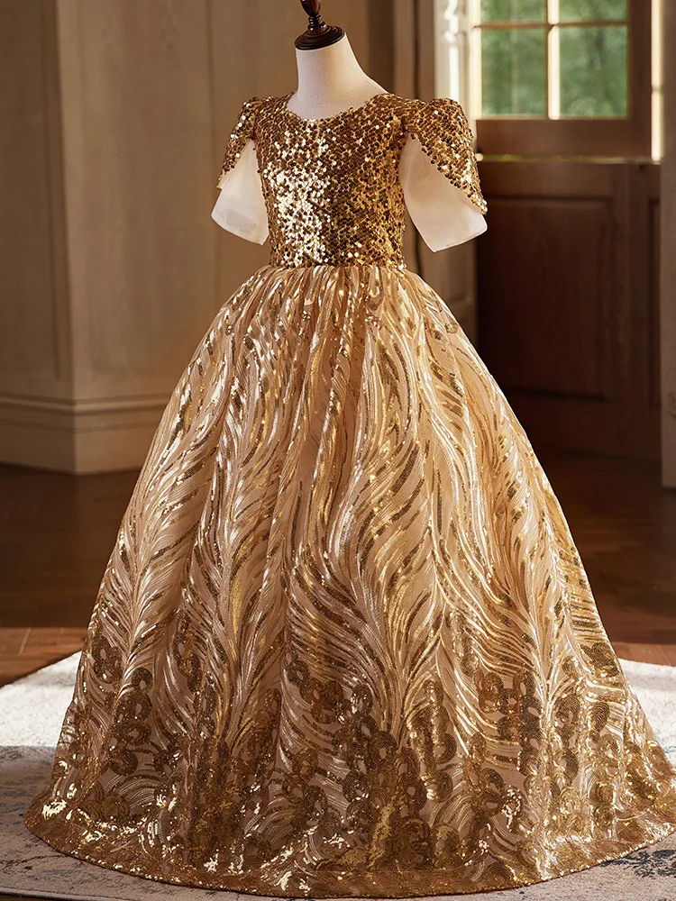 gold dresses for birthday Sky Blue Sexy V-Neck Ball Gown Luxury Beaded Gold Applique Quinceanera –  formalgowns main image 0