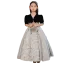 Elegant Black Prom Flower Girl Dresses 2022 Ball Gown V-Neck Short Sleeve Beading Sequins Floor-Length / Long Flower Girl Dresses