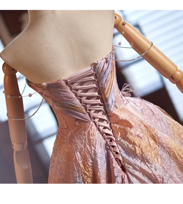 Fashion Blushing Pink Appliques Prom Dresses 2025 Ball Gown Strapless Sleeveless Backless Floor-Length / Long Formal Dresses