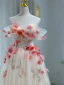 Flower Fairy White Rhinestone Appliques Prom Dresses 2023 A-Line / Princess Off-The-Shoulder Short Sleeve Backless Floor-Length / Long Prom Formal Dresses