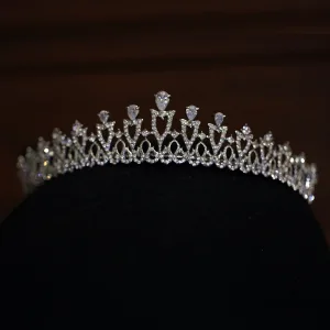 Élégant Argenté Faux Diamant Alliage Zircon Mariage Tiare 2022 Accessoire Cheveux Mariage