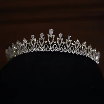 Eleganckie Srebrny Rhinestone Stop Cyrkon Ślub Tiara 2022 Ozdoby Do Włosów Ślubne