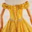 Sparkly Yellow Sequins Rhinestone Prom Dresses 2023 Ball Gown Off-The-Shoulder Sleeveless Backless Floor-Length / Long Prom Formal Dresses