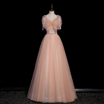 Charmant Rougissant Rose Perlage Faux Diamant Robe De Bal 2023 Princesse Bretelles Spaghetti Noeud Sans Manches Dos Nu Longue Robe De Ceremonie