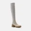 Fashion Beige Street Wear Winter Knitting Womens Boots 2023 6 cm Thick Heels Round Toe Boots