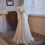 Vintage / Retro Ivory Pearl Lace Flower Wedding Dresses 2024 A-Line / Princess High Neck Long Sleeve Backless Bow Floor-Length / Long