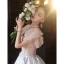 Fashion Blushing Pink Glitter Prom Dresses 2023 A-Line / Princess Square Neckline Bow Short Sleeve Backless Floor-Length / Long Prom Formal Dresses