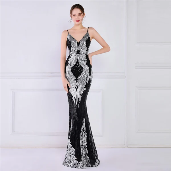 Charmant Doré Paillettes Robe De Soirée 2022 Trompette / Sirène Bretelles Spaghetti Sans Manches Dos Nu Longue Soirée Robe De Ceremonie