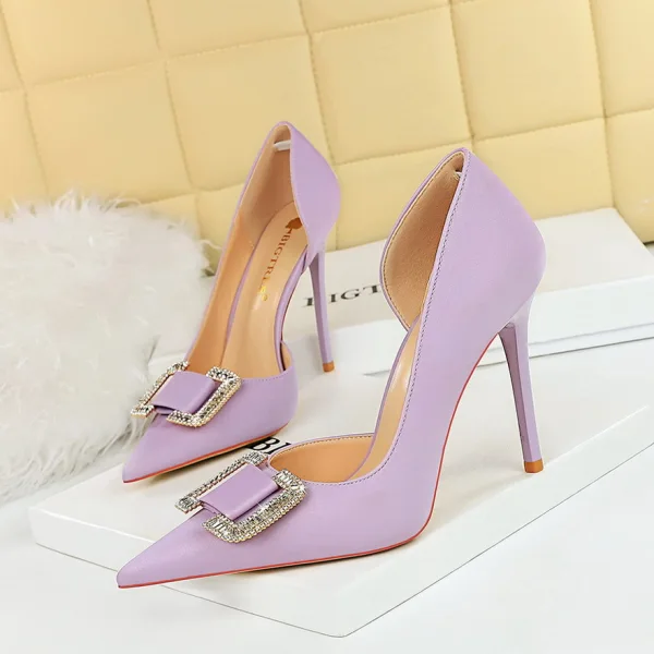 Sexy Black Evening Party Rhinestone Womens Shoes High Heels 2023 10 cm Stiletto Heels Satin Pointed Toe Womens Shoes