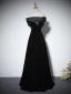 Elegante Schwarz Glanz Ballkleider 2024 A Linie Off Shoulder Ärmellos Rückenfreies Lange Ball Festliche Kleider