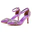 Sexy Silber Strass Brautschuhe 2023 7 cm Stilettos Knöchelriemen Spitzschuh Hochzeit Sandaletten Hochhackige