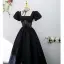 Audrey Hepburn Style Black Prom Dresses 2022 Ball Gown Square Neckline Puffy Short Sleeve Backless Floor-Length / Long Prom Formal Dresses