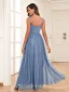 Modest / Simple Sky Blue Prom Dresses 2024 A-Line / Princess Spaghetti Straps Sleeveless Backless Floor-Length / Long Prom Formal Dresses