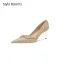 Bling Bling Champagne Rhinestone Leather Wedding Shoes 2026 8 cm Stiletto Heels Pointed Toe Wedding Pumps