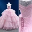 High-end Blushing Pink Cascading Ruffles Prom Dresses 2022 Ball Gown Strapless Rhinestone Sleeveless Backless Court Train Prom Formal Dresses