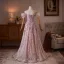 Blumenfee Rosa Perlenstickerei Strass Applikationen Ballkleider 2026 A Linie Off Shoulder Kurze Ärmel Rückenfreies Lange Festliche Kleider