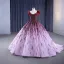 High-end Gradient-Color Burgundy Handmade  Beading Prom Dresses 2023 Ball Gown V-Neck Sleeveless Backless Floor-Length / Long Formal Dresses