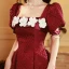 Elegant Burgundy Appliques Prom Dresses 2023 A-Line / Princess Square Neckline Short Sleeve Backless Floor-Length / Long Prom Formal Dresses
