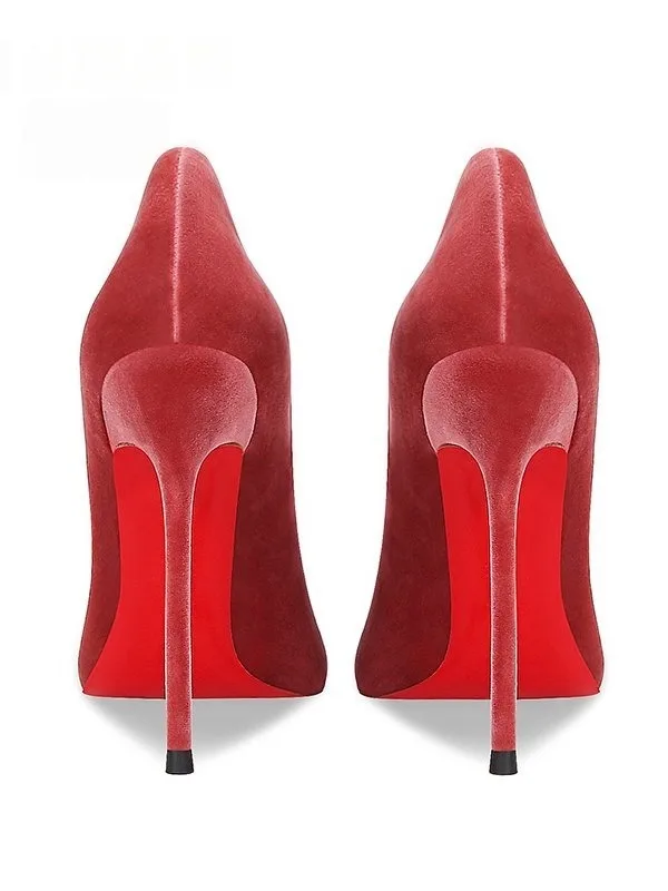 Chic / Beautiful Blushing Pink Prom Suede Pumps 2026 Leather 10 cm Stiletto Heels Pointed Toe Pumps High Heels