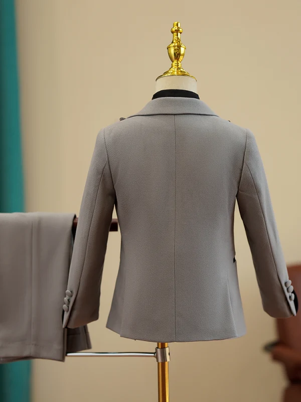 Fashion Grey 5-piece Prom Boys Wedding Suits 2023 Bow Tie Coat Pants Shirt Vest