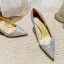 Sparkly Champagne Pearl Sequins Wedding Shoes 2022 Leather 8 cm Stiletto Heels Pointed Toe Wedding Pumps High Heels
