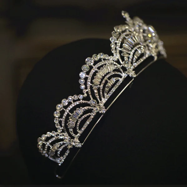 Bling Bling Srebrny Rhinestone Ślub Tiara 2022 Cyrkon Stop Ozdoby Do Włosów Ślubne