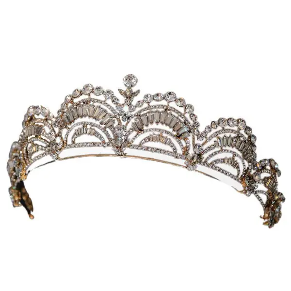 Bling Bling Srebrny Rhinestone Ślub Tiara 2022 Cyrkon Stop Ozdoby Do Włosów Ślubne